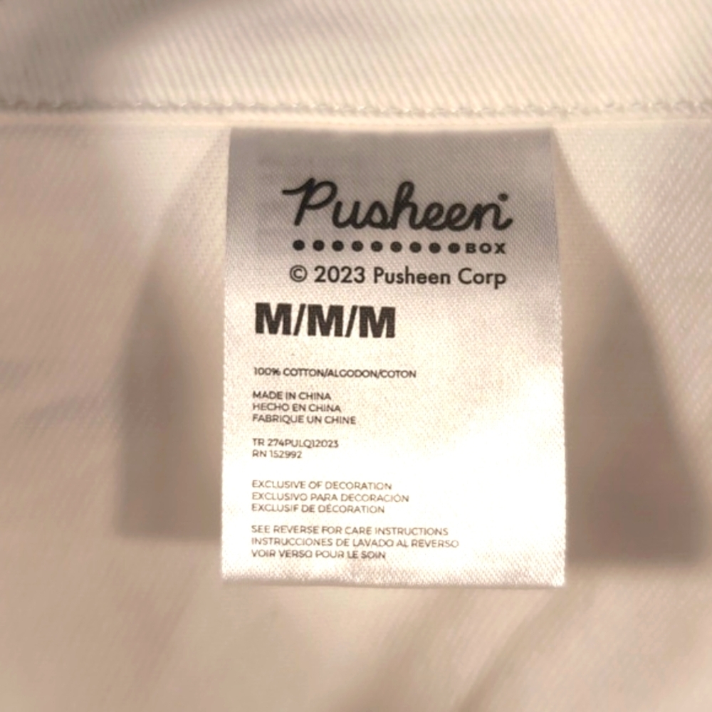 Pusheen Corp Cream Denim Jacket with Embroidered Detail Size medium NWTG - Picture 6 of 12
